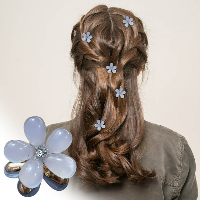 Pinza pequeña para el cabello con diseño de flor lateral, mini pinza para el cabello con temperamento y agarre