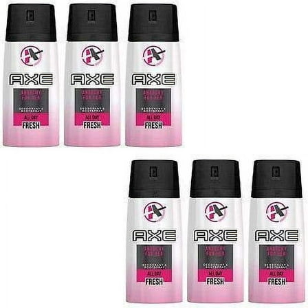 6 Pack AXE Anarchy for Her Deodorant Body spray For Women 4oz