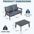 thumbnail image 4 of FOOWIN 4-Piece Patio Furniture Set, HDPE Outdoor Conversation Set with 4 Seating & Cushions, Perfect Patio Sofa Set for Garden, Porch, Backyard, Grey Frame with Grey Cushion, 4 of 7
