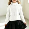 thumbnail image 2 of hotojiny Girls Turtleneck Sweater Long Sleeve Thermal Fall Winter Shirts Ribbed Knit Tops Casual Basic Layering Kids Outfit(White,15-16 Years), 2 of 6