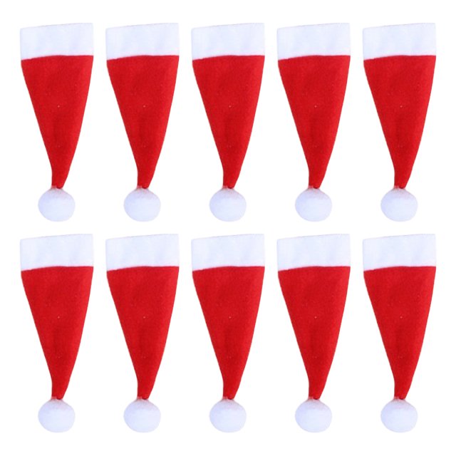 Bolsas portacubiertos de Navidad, tema festivo, sombrero de Papá Noel, adorno para el hogar, 10 Uds.