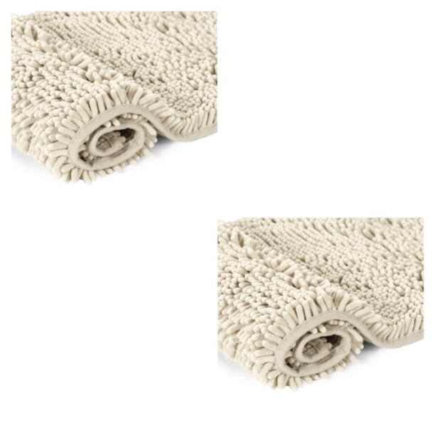 Advancent Alfombrilla de textura para pies para una absorción rápida y fuerte, alfombrilla de fibra lavable a máquina, Chenille, blanco Blanco lechoso 17*24 pulgadas 2Conjunto