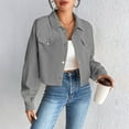 thumbnail image 2 of iHPH7 Corduroy Jacket Women's Outerwear Cropped Jacket Women's Fashion Womens Shacket Fall Outfits for Women Gray XL, 2 of 7
