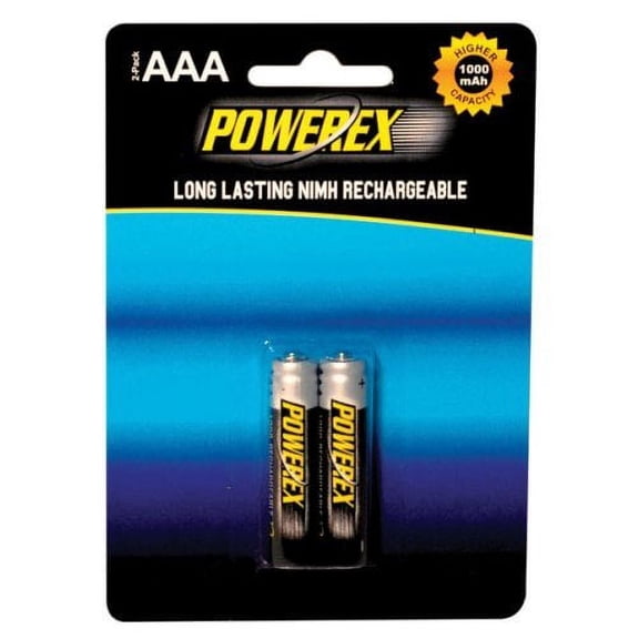 Powerex AAA HEAVY-DUTY 1000mAh Rechargeable NiMH Batteries - (2 Pack)