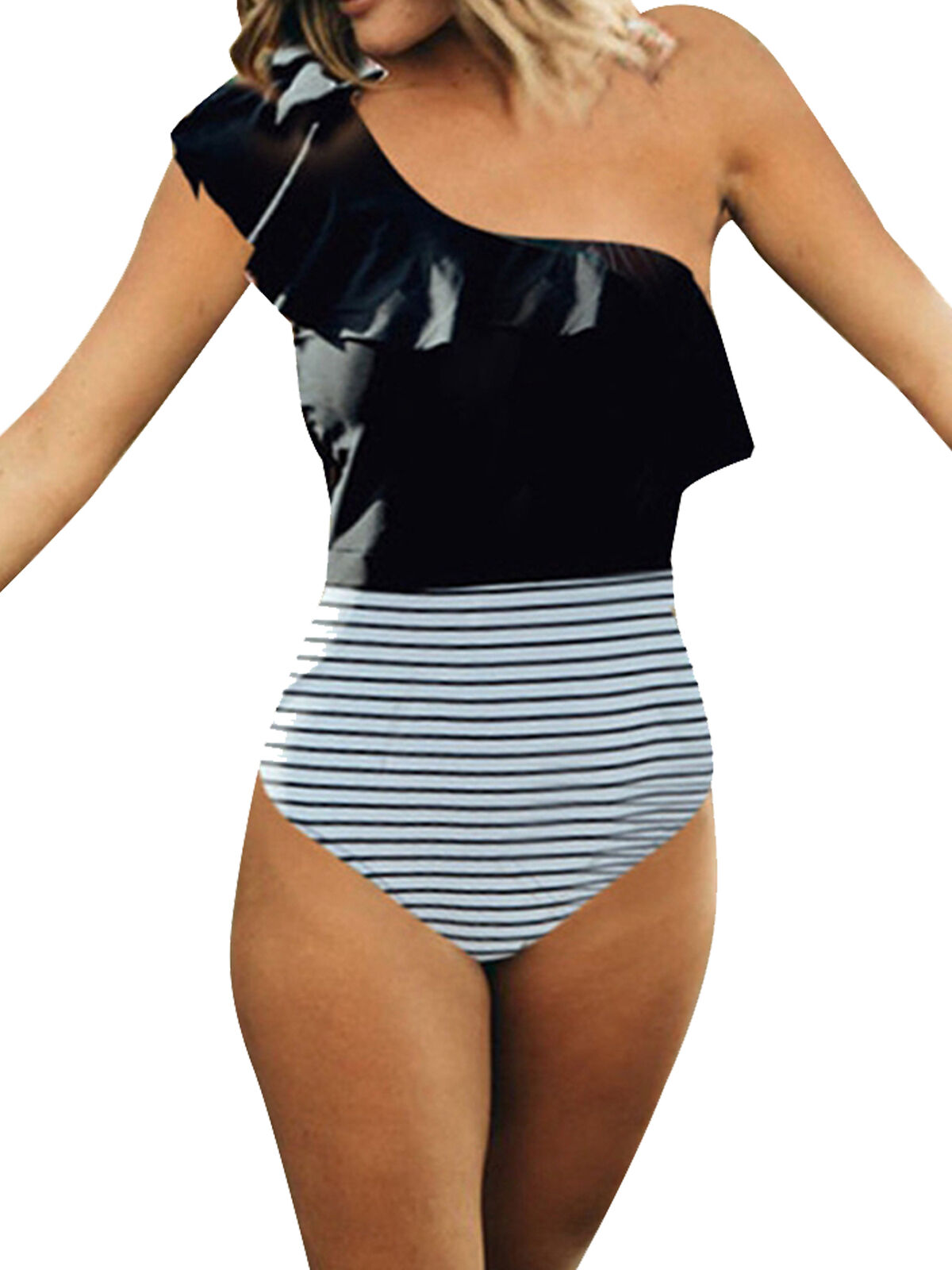 one shoulder padded swimsuit