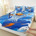 thumbnail image 3 of Castle Fairy Sport Basketball Twin Sheet Sets 3pcs for Kids Teens Adults,Ball Gamer Twin Fitted Sheet Microfiber,Abstract Graffiti Splash Breathable Flat Sheet,Microfiber Bedroom Decor, 3 of 7