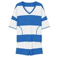 thumbnail image 4 of ShomPort 2 Piece Lounge Set for Women Stripe Oversized Short Sleeve Shirts and Shorts Matching Outfits, 4 of 5