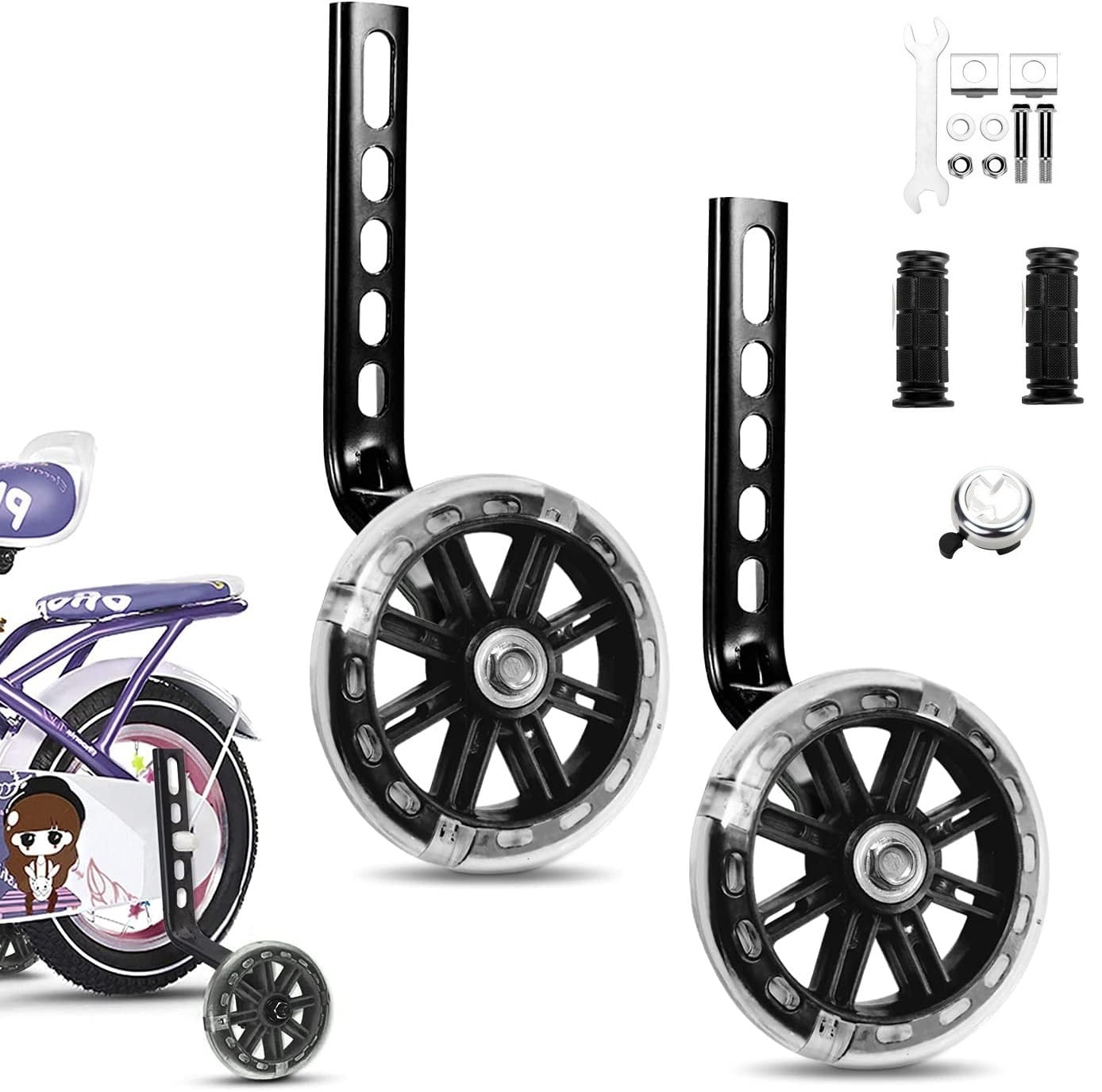 Heavy Duty Kids Bicycle Stabilizers Mounted Kit 1 Pair Fit fot 14 16 18 inch Bikes Training Wheels 