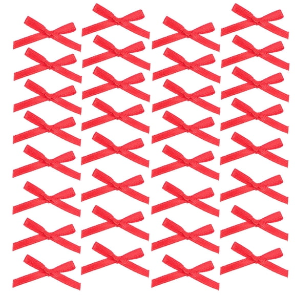 ETHZZLE 300Pcs Tiny Craft Bows Red Cloth Mini Bows for Hair Decorations at Party