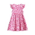 thumbnail image 4 of Fdqin Girls Dresses 3Pcs Floral Print Flutter Sleeve Swing Sundress Sleeveless Cute Summer Midi Dresses Casual Kids A-line Dress Colorful Pink Red 5-6 Years, 4 of 7
