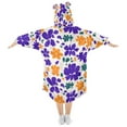 thumbnail image 2 of Wearable Blanket Hoodie for Purple and Orange Floral Flannel Hooded Blanket with Pockets and Sleeves Suitable, 2 of 7