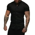 thumbnail image 1 of Camisas s Para Hombre Manga Corta Camisas casuales de manga corta para hombre Camisa de playa de verano con botones (Black, XL), 1 of 5