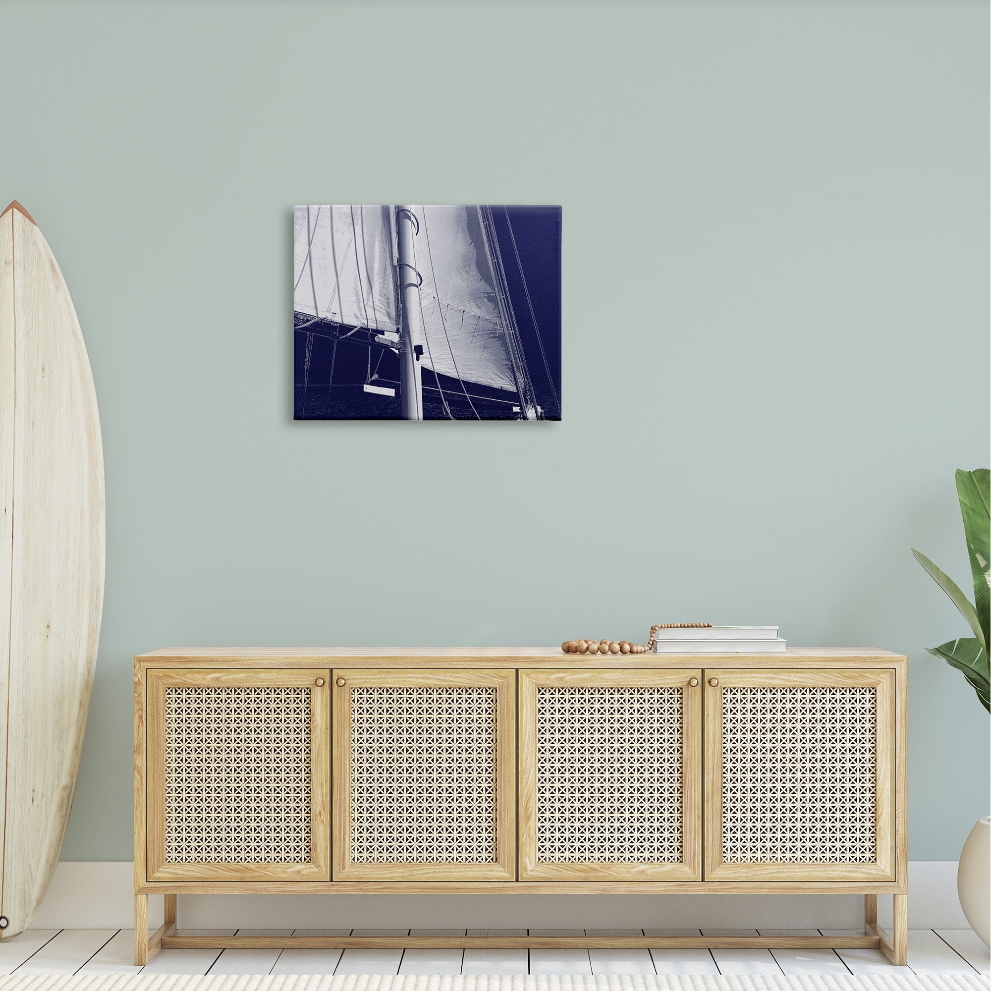 Stupell Navy Blue Nautical Boat Mast Landscape Photography Gallery Wrapped Canvas Print Wall Art