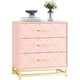 thumbnail image 2 of 3-cajón cómoda para dormitorio - moderno wood cómoda chest con almacenamiento, de anchura cajones y de altura nightstand con metal handles, rosa color, 2 of 5