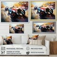 thumbnail image 4 of Designart "Vintage Race Tracks in Blue and Yellow I" Architecture Framed Wall Art - Modern Blue Race Tracks Entryway Framed Wall Art Print, 4 of 6