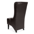 thumbnail image 3 of Mid-Century Modern High Back Faux Leather Accent Chair, Diamond Tufted Wingback Chair with Birch Wood Legs for Living Room Office Apartment, 3 of 14
