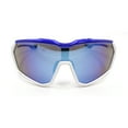 thumbnail image 2 of Xloop Oversized Mirror Lens Wrap Around Plastic Riding Sport Sunglasses White Blue - Blue Mirror, 2 of 4
