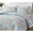 thumbnail image 3 of Chezmoi Collection Holly 3-Piece Washed Cotton Comforter Set Full Size, Floral Bedding Set Blue White Pink Green Polka Dot Printed Patchwork Reversible Lightweight Comforter for All Season, 3 of 9