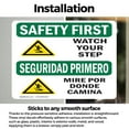 thumbnail image 3 of (2 Pack) Watch Your Step With Symbol Bilingual OSHA Safety First Sign, 3 of 7