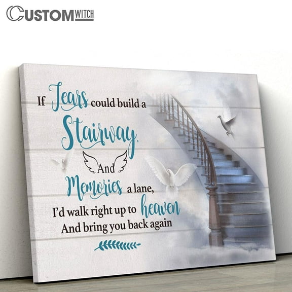 If Tears Could Build A Stairway Dove Canvas Framed Wall Art Decor, Bible Verse Scripture Print, Inspirational Religious Wall Decor Gift