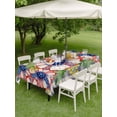 thumbnail image 4 of Outdoor Tablecloth with Umbrella Hole for Patio/Picnic/Party/Camping, 4th of July Daisy Waterproof Table Cloth Rectangle Table Cover Washable, Patriotic Floral Black Plaid (60"x 84"), 4 of 8