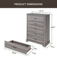 thumbnail image 4 of CHITOOMA 5 Drawer Dressers for Bedroom, Adult Tall Wooden Chest of Drawers, Storage Cabine for Living Room Entryway, Gray, 4 of 8