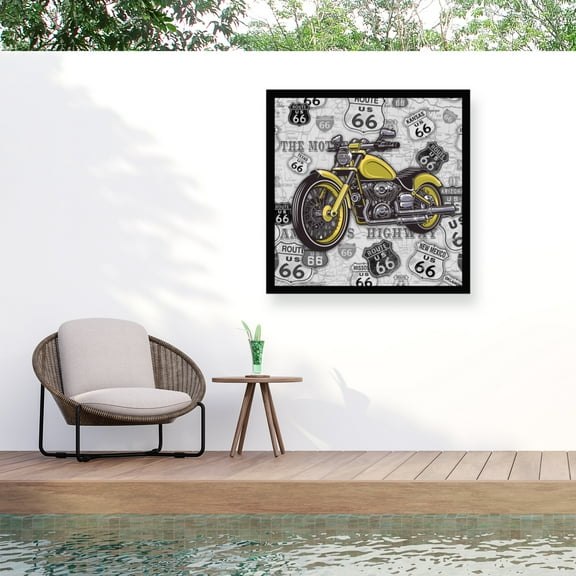 Jean Plout 'Vintage Motorcycles On Route 66 17' Outdoor Canvas 14x14