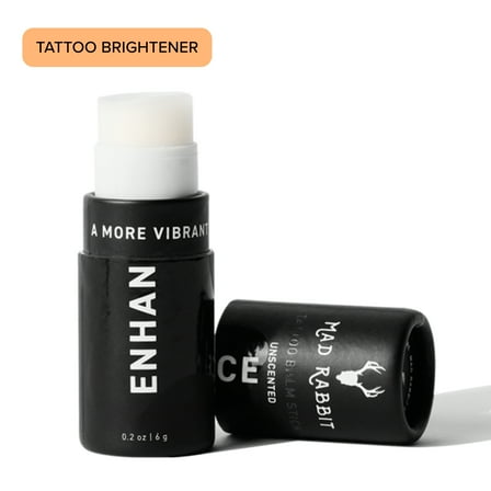 Mad Rabbit Enhance Tattoo Balm Stick, Tattoo Aftercare Brightener & Moisturizer, Fragrance-Free, .2 oz