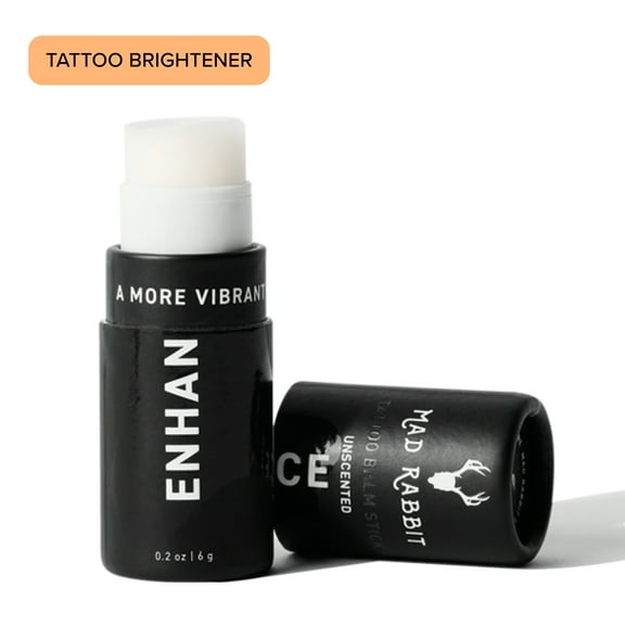 Mad Rabbit Enhance Tattoo Balm Stick, Tattoo Aftercare Brightener & Moisturizer, Fragrance-Free, .2 oz