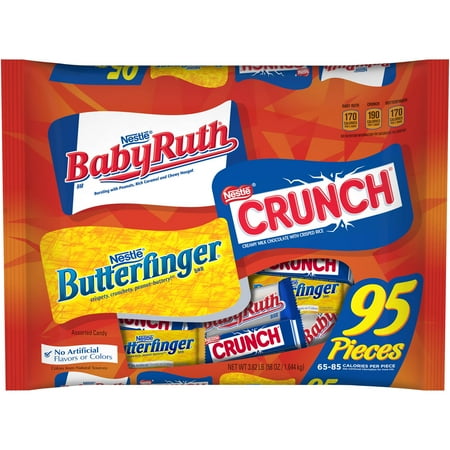 Baby Ruth, Nestle Crunch and Butterfinger Fun Size Halloween Candy Bars, 95 count, 3.62 lbs