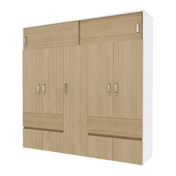 Ropero Closet Bari 200cm Color Rovere Blanco caqui