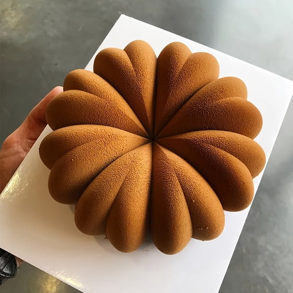 9inch Silicone Round Cake Pan, Large Pumpkin Shaped Non-stick Silicone Cake Mold for Making Gelatin, Bread, Jello, Chiffon, 1Pack