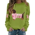 thumbnail image 1 of Jindong Women's Dog Ribbon Breast Cancer Awareness Print Sweatshirt, 1 of 5
