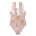 thumbnail image 2 of Girls Ruffled One Piece Swimsuit Summer Beach Vacation Swimwear Tank Swimsuit Pumpkins Adorned in Bows, 2 of 8