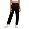 thumbnail image 2 of Girls School Uniform Pants Classic Khaki Straight Leg Flat Front Stretch Twill Trousers Chino Slacks Kids Black, 2 of 9