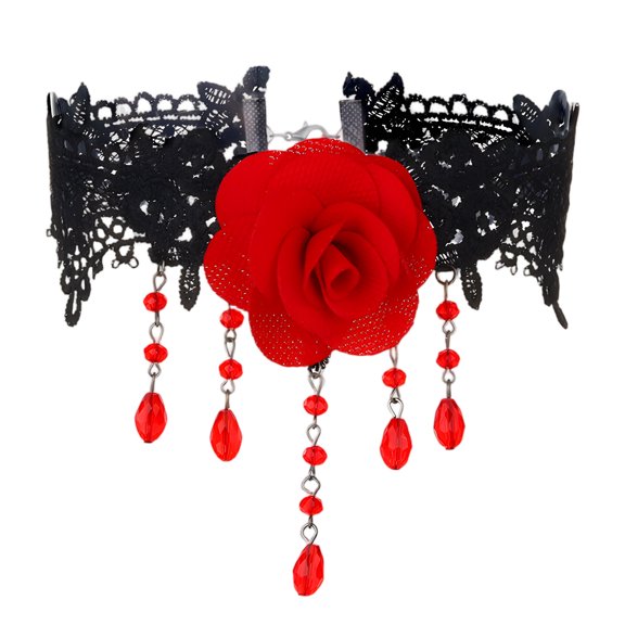 DESIGNICE Gothic Lace Choker Necklace for Women, Black Pendant Chain, Royal Court Vintage Handmade Jewelry, Elegant Gothic Costume Necklace