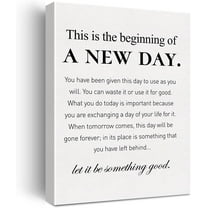Canvas Wall Art Inspirational Motivational This is the Beginning of a New Day Quote Canvas Print Positive Life Canvas Painting Office Home Wall Decor Framed Gift 12x15 Inch