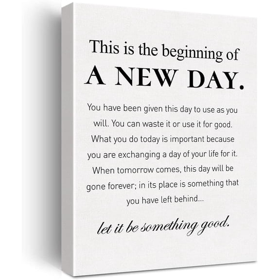 Canvas Wall Art Inspirational Motivational This is the Beginning of a New Day Quote Canvas Print Positive Life Canvas Painting Office Home Wall Decor Framed Gift 12x15 Inch