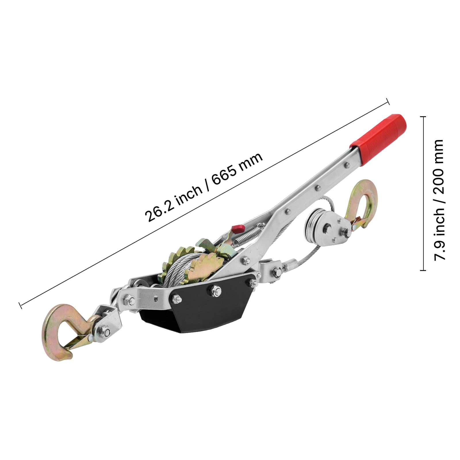 VEVOR Come Along Winch, 2 Ton (4,409 lbs) Pulling Capacity, 12 ft Steel Cable, 2 Hooks, Heavy Duty Ratchet Power Puller Tool with Dual Gears, Automotive Hoist Cable Puller Ideal for Vehicle Rescue