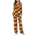 thumbnail image 4 of Ailaofu Cute Printed Pajamas Set for Women Casual Long Sleeve Button Down Halloween Loungewear Oversized Sleepwear, 4 of 6