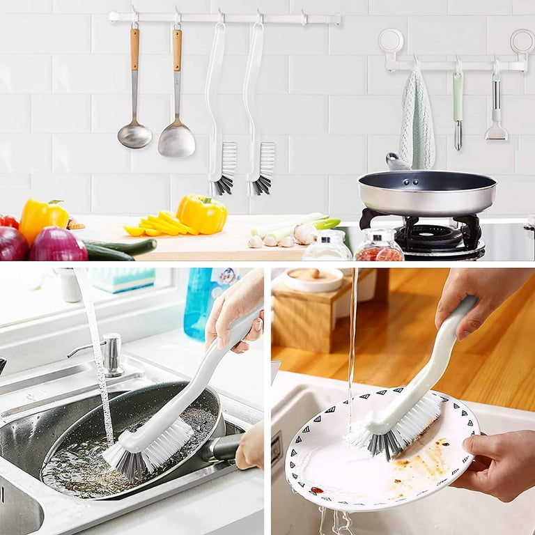 Amazer 2 Pack Dish Brushes with Handle, Kitchen Scrub Brush for