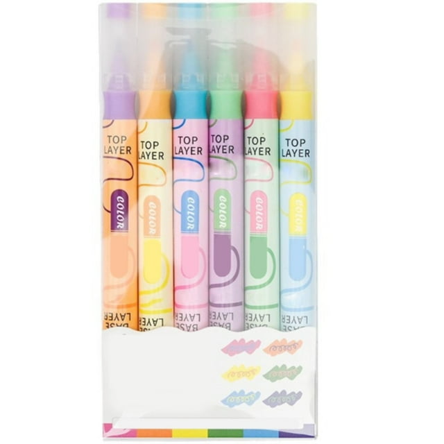 Prime Day Deals School Office Stationery 6Pcs Highlighters Chisel and Tip Highlighters Assorted Colors Creative Color Changing Markers for Bullet Journaling Coloring Christmas Gifts