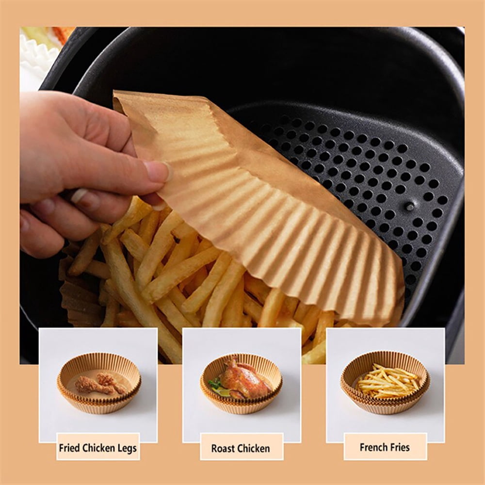 100PCS Disposable Air Fryer Liners Paper, Non-stick Air Fryer Paper, Baking Paper for Air Fryer Oil-proof, Water-proof, Parchment for Baking Roasting Microwave