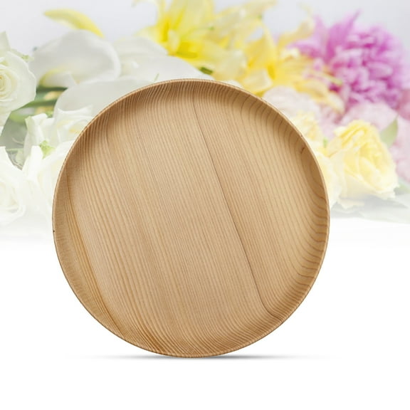 HEANUJJ round food plates Round Wooden Plate Natural Wood Leak Resistant Dinnerware Wedding 1Pcs