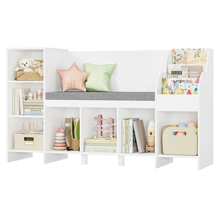 yunn⭐︎kids LIFE Homfa Kids Bookshelf with Reading Nook, Wooden Storage Cube