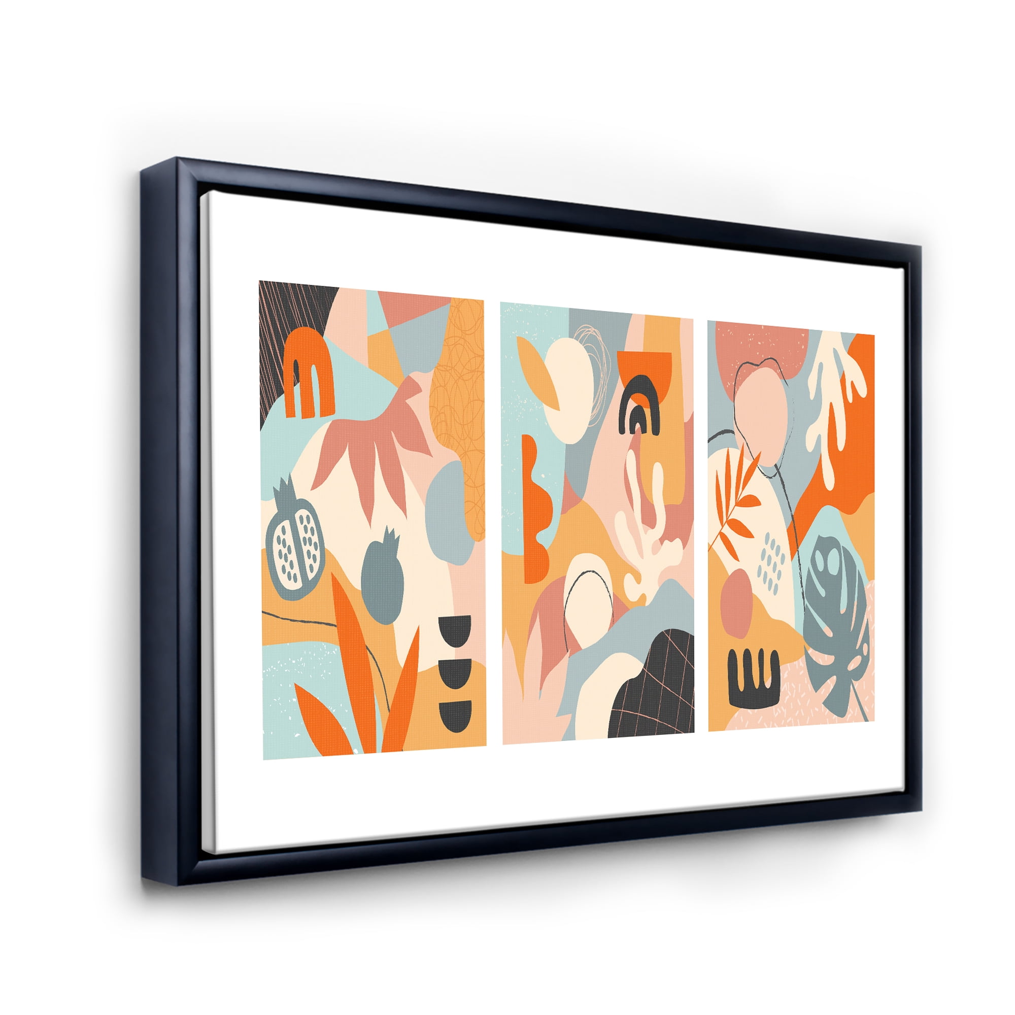Designart 'Compostion Minimalistic of Organic Shapes VII' Modern Framed Canvas Wall Art Print