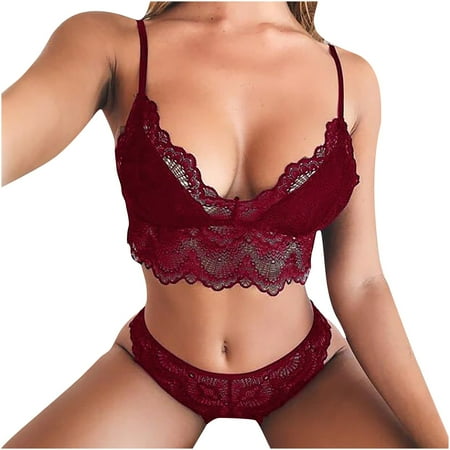 

TZNBGO Women s Seamless Bras Everyday Bra Women Lace Bra Lingerie Underpant Set Sleepwear Bodysuit Solid Bra Lace Sling Wrap Breast Underwear Bra Panty Set Burgundy S Padded Bralettes F8418