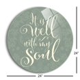 thumbnail image 3 of Well With My Soul Pistachio Green Scroll 24 inch Glass Round Wall Hanging Sign, 3 of 4