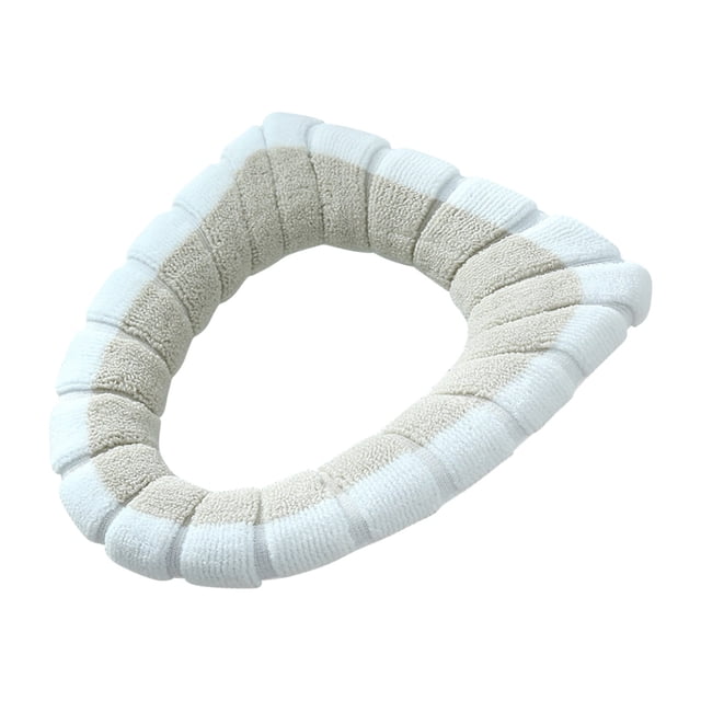 Knitted Toilet Seat Cover | Color Block Toilet Cushion | Winter Warm Toilet Seat Pad | Soft and Cozy Bathroom Accessory for Cold Weather Comfort | Machine Washable Toilet Seat Cover for Home Use