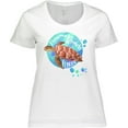 thumbnail image 3 of Inktastic Pompano Beach, Florida Swimming Sea Turtle with Bubbles Women's Plus Size T-Shirt, 3 of 5